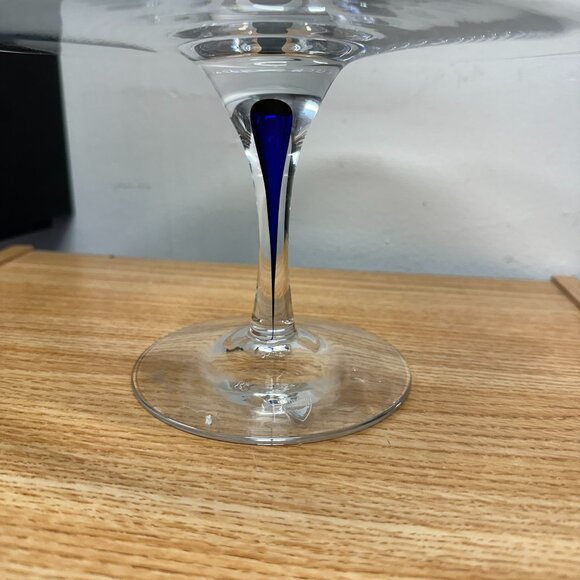 Orefors Blue Stemmed Glass Cake Plate - Picture 2 of 4